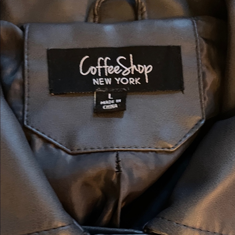 New York CoffeeShop Women's dark  gray faux Leather Jacket
Like new - Picture 2 of 3
